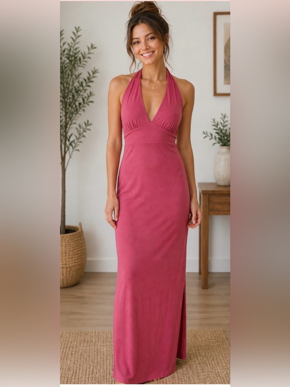 Forever 21 Dusty Rose Backless Maxi Dress Size Medium New With Tags